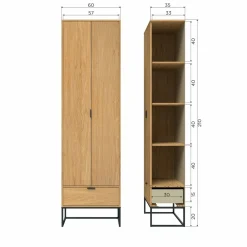 Opbergkast Silas Eiken, 210 x 60cm, kleur Naturel - Loft24.nl