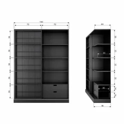 Opbergkast Swing Met schuifdeur - Mat Zwart - Loft24.nl