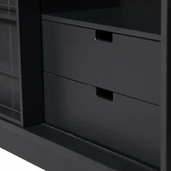 Opbergkast Swing Met schuifdeur - Mat Zwart - Loft24.nl