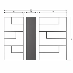 Opbergkast Teun 188 x 44cm, kleur Zwart - Loft24.nl