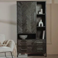 Opbergkast Ziano Visgraat 190 x 100 cm - Zwart - Loft24.nl