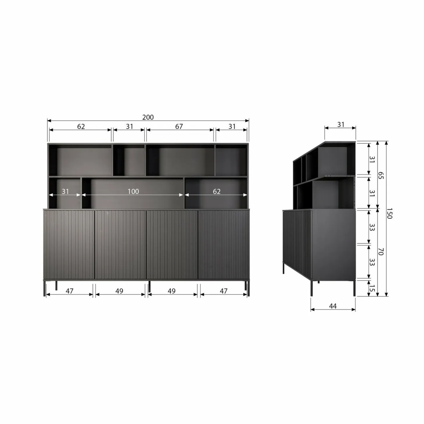 Opzetkast New Gravure t.b.v. Dressoir New Gravure - Dust - Loft24.nl