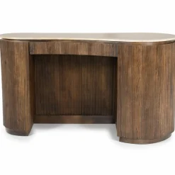 Organisch Bureau Mari Mangohout en Travertin - Bruin - Loft24.nl