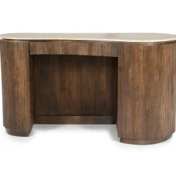 Organisch Bureau Mari Mangohout en Travertin - Bruin - Loft24.nl