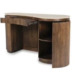 Organisch Bureau Mari Mangohout en Travertin - Bruin - Loft24.nl