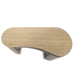 Organisch Bureau Mari Mangohout en Travertin - Bruin - Loft24.nl