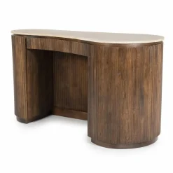 Organisch Bureau Mari Mangohout en Travertin - Bruin - Loft24.nl