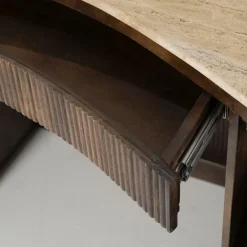 Organisch Bureau Mari Mangohout en Travertin - Bruin - Loft24.nl