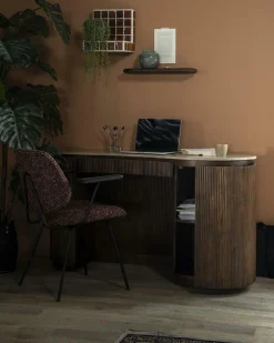 Organisch Bureau Mari Mangohout en Travertin - Bruin - Loft24.nl