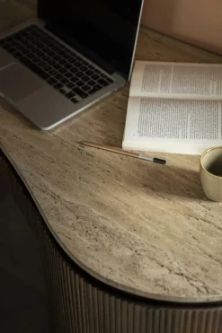 Organisch Bureau Mari Mangohout en Travertin - Bruin - Loft24.nl