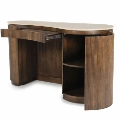 Organisch Bureau Mari Mangohout en Travertin - Bruin - Loft24.nl