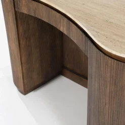 Organisch Bureau Mari Mangohout en Travertin - Bruin - Loft24.nl