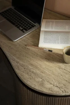 Organisch Bureau Mari Mangohout en Travertin - Bruin - Loft24.nl