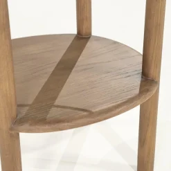 Organische Bijzettafel Cleo Glas en eikenhout 50 x 45cm - Lichtbruin - Loft24.nl