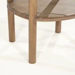 Organische Bijzettafel Cleo Glas en eikenhout 50 x 45cm - Lichtbruin - Loft24.nl