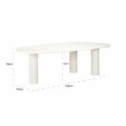 Organische Eettafel Bloomstone 230 x 117cm - Wit - Loft24.nl