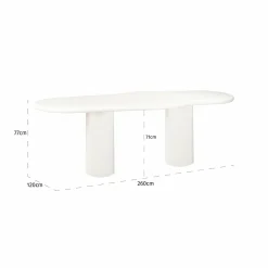 Organische Eettafel Bloomstone 260 x 120 cm - Wit - Loft24.nl