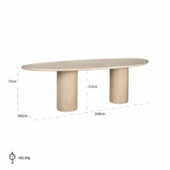 Organische Eettafel Renaissance 240 x 100 cm Travertin - Beige - Loft24.nl