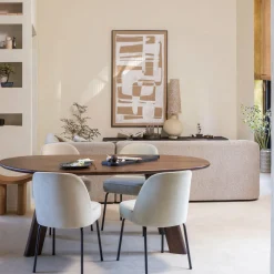 Organische Eettafel Roundly Mangohout, kleur Walnoot - 200 cm - Loft24.nl