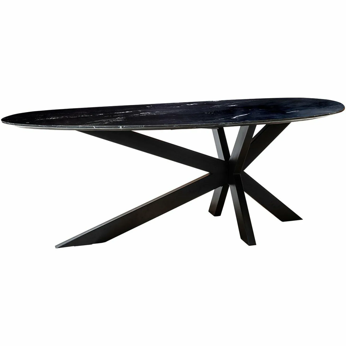 Organische Eettafel Trocadero 220 x 100 cm marmer - Zwart - Loft24.nl