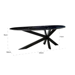 Organische Eettafel Trocadero 220 x 100 cm marmer - Zwart - Loft24.nl