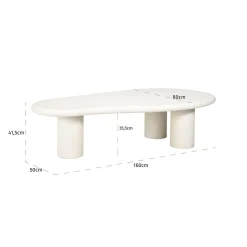 Organische Salontafel Bloomstone 160 x 80 cm - Wit - Loft24.nl