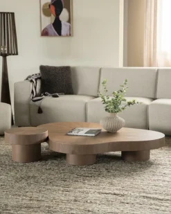 Organische Salontafel Bobbie - lichtbruin - 150 x 110 cm - Loft24.nl