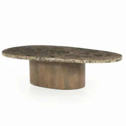 Organische Salontafel Bradley Marmer en mangohout 120 x 75cm - Loft24.nl