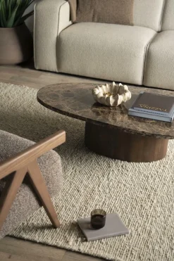 Organische Salontafel Bradley Marmer en mangohout 120 x 75cm - Loft24.nl