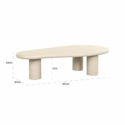 Organische Salontafel Clayton 161 x 81 cm - Beige - Loft24.nl
