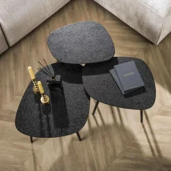 Organische Salontafel Dark Metaal Set van 3 stuks - Zwart - Loft24.nl