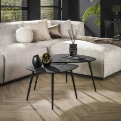 Organische Salontafel Drups Set van 2 stuks - Zwart - Loft24.nl