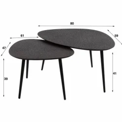 Organische Salontafel Drups Set van 2 stuks - Zwart - Loft24.nl
