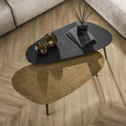 Organische Salontafel Duo Metaal Set van 2 stuks - Goud/zwart - Loft24.nl