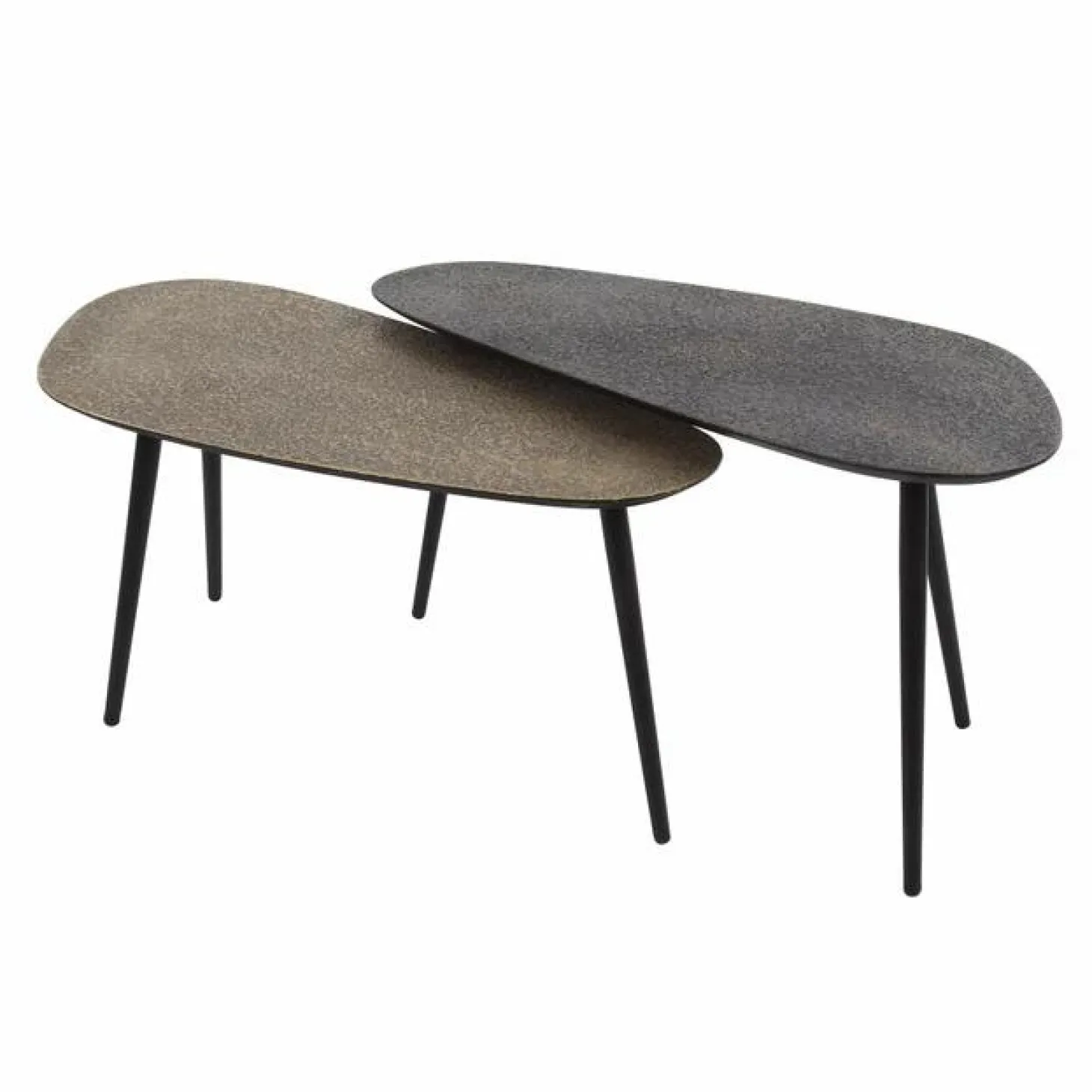 Organische Salontafel Duo Metaal Set van 2 stuks - Goud/zwart - Loft24.nl