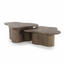 Organische Salontafel Fall Mangohout Set van 2 - Bruin - Loft24.nl