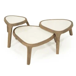 Organische Salontafel Fred Marmer en mangohout - 64 cm - Loft24.nl