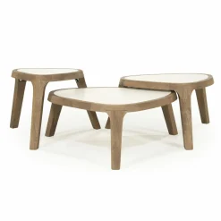 Organische Salontafel Fred Marmer en mangohout - 64 cm - Loft24.nl