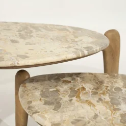 Organische Salontafel Marnish Marmer en mangohout - groot - Loft24.nl