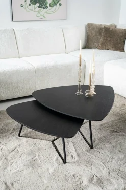 Organische Salontafel Moos Eikenhout 85 x 95 cm - Zwart - Loft24.nl