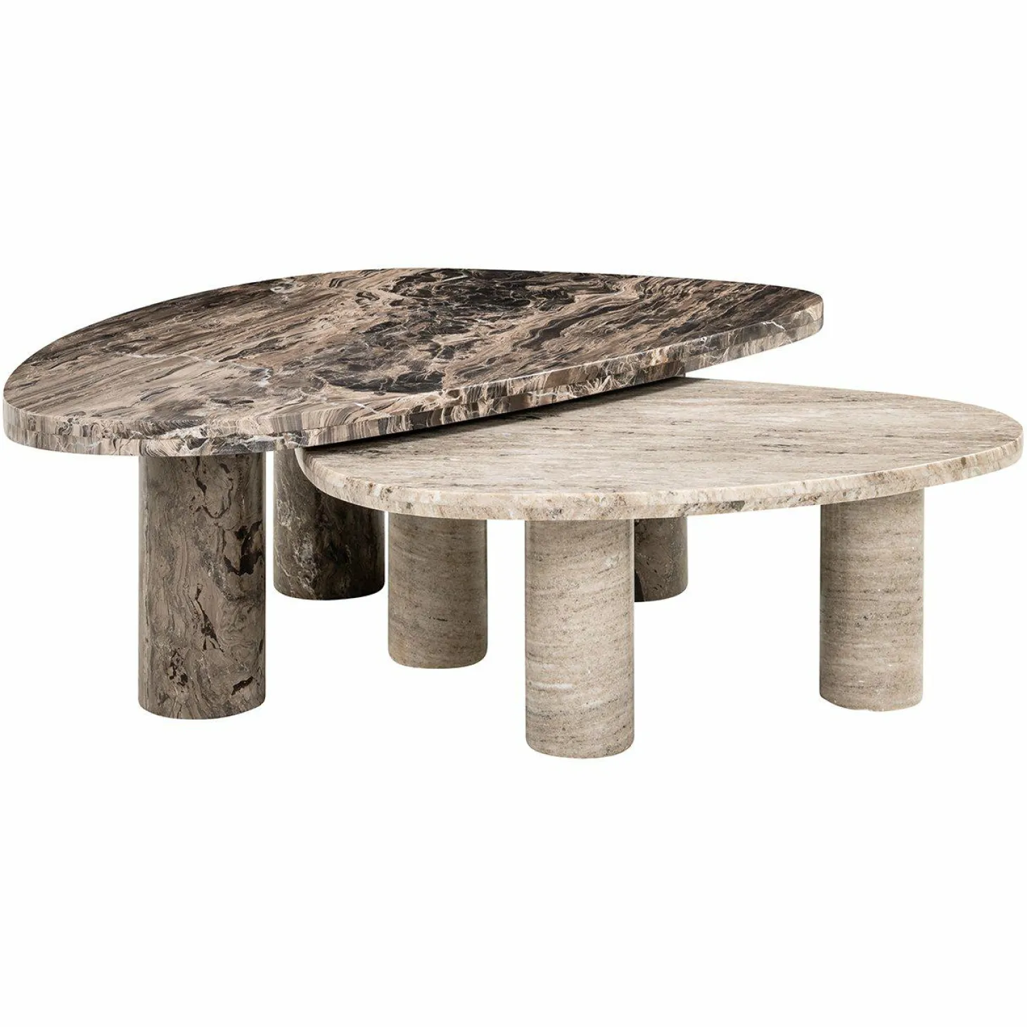 Organische Salontafel Nazario Marmer - Set van 2 stuks - Loft24.nl