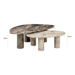 Organische Salontafel Nazario Marmer - Set van 2 stuks - Loft24.nl
