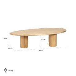 Organische Salontafel Oakley 160 x 80 cm - Naturel - Loft24.nl