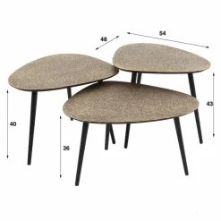 Organische Salontafel Pure Metaal Set van 3 stuks - Brons - Loft24.nl