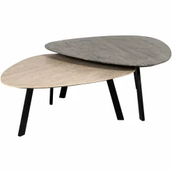 Organische Salontafel Spencer Travertin - Set van 2 stuks - Loft24.nl