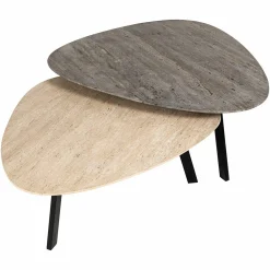 Organische Salontafel Spencer Travertin - Set van 2 stuks - Loft24.nl