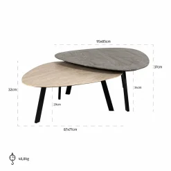 Organische Salontafel Spencer Travertin - Set van 2 stuks - Loft24.nl