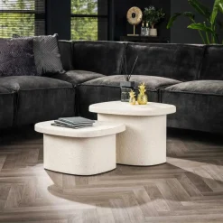 Organische Salontafel Stone Organic Set van 2 stuks - Wit - Loft24.nl