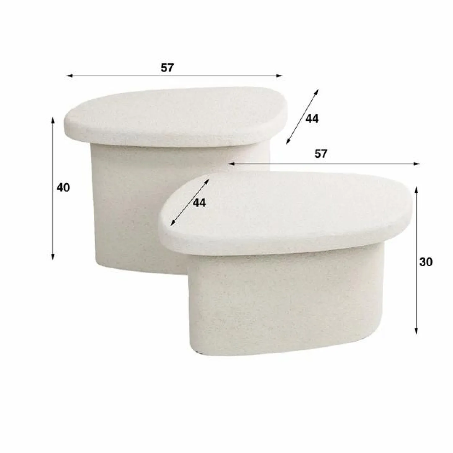 Organische Salontafel Stone Organic Set van 2 stuks - Wit - Loft24.nl