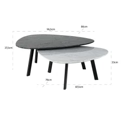 Organische Salontafel Trocadero Marmer - Set van 2 stuks - Loft24.nl